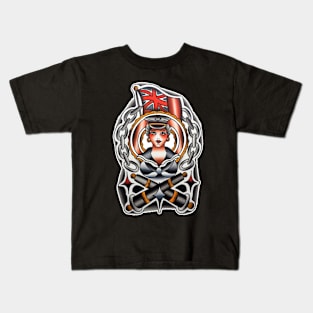 Sailor Girl with Cannons Tattoo Design Kids T-Shirt